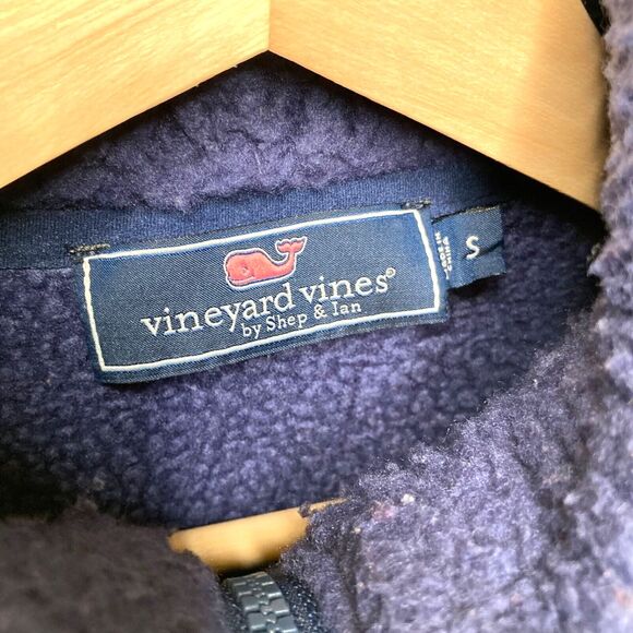 Vineyard Vines Men's 1/4 Zip Chunky Sherpa Fleece Jacket Small Blue Pullover - Picture 10 of 10
